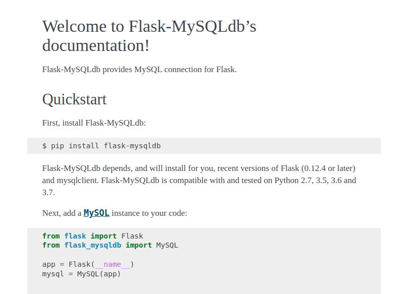 Install Flask-MysqlDB