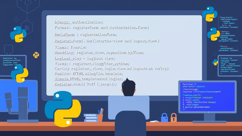  contoh code register dan login di Django, termasuk form, views, URL routing, dan template sederhana: