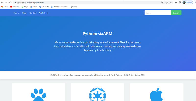 Uji Coba CMS NgeFlask di PythonAnywhere.com